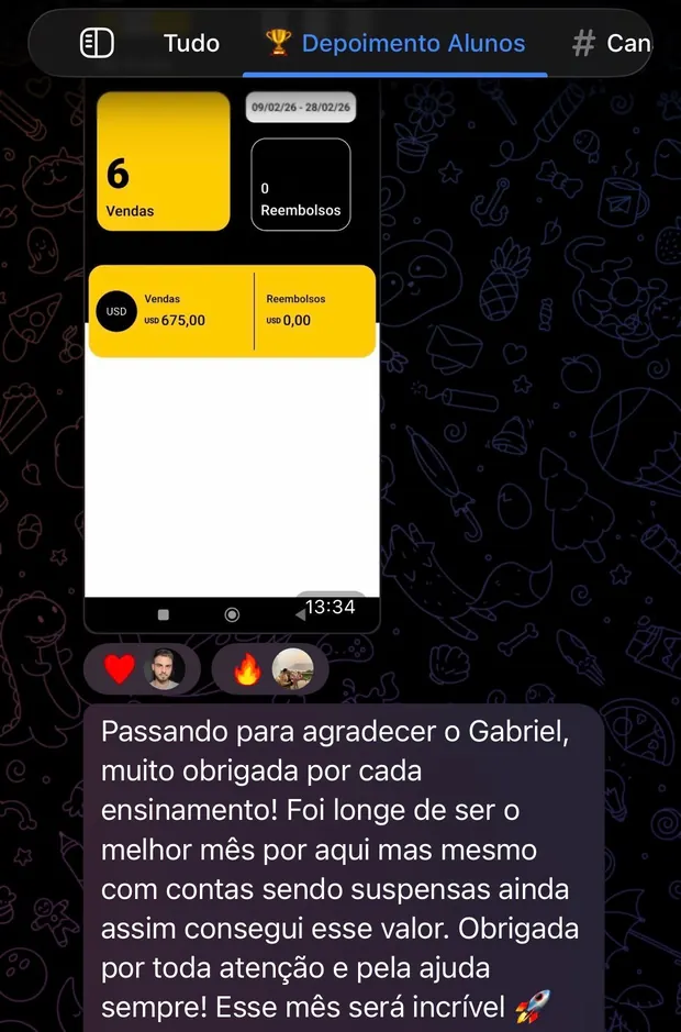 675 dólares no mês
